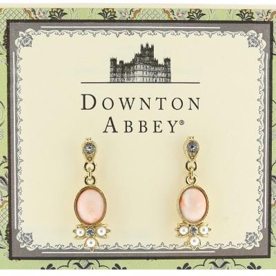 Downton Abbey Gold Tone Rose Stone Peach Pearl.JPG